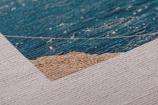 The corner of an image of the ocean on Belgian Linen canvas